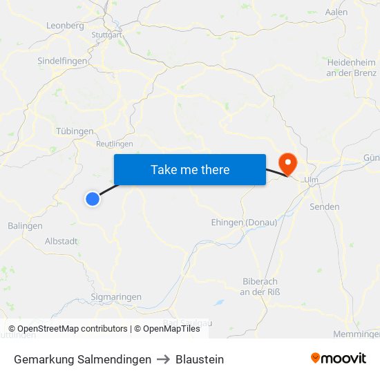 Gemarkung Salmendingen to Blaustein map