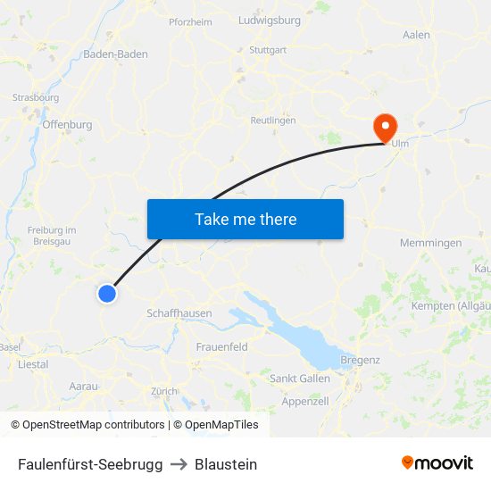 Faulenfürst-Seebrugg to Blaustein map