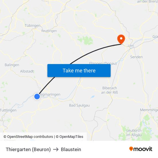 Thiergarten (Beuron) to Blaustein map