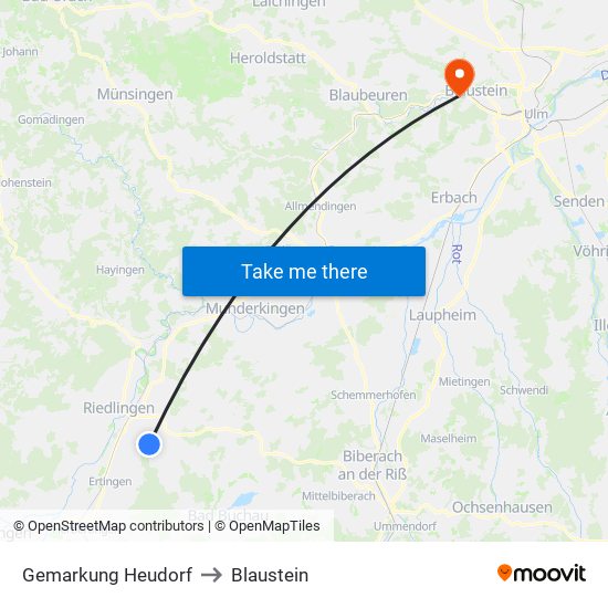 Gemarkung Heudorf to Blaustein map