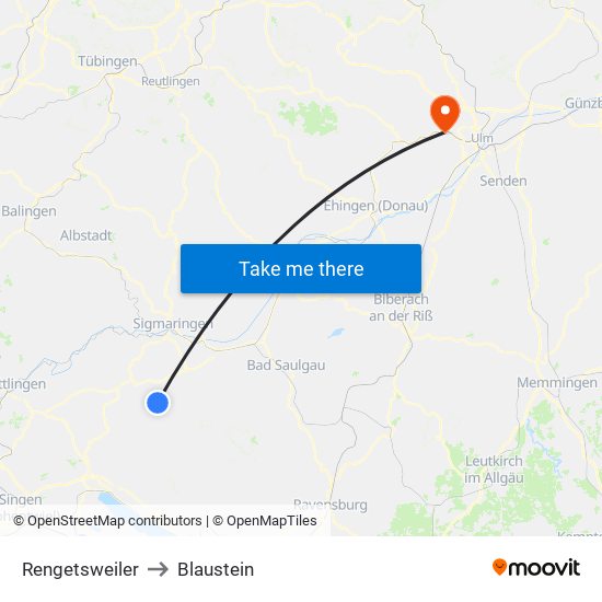 Rengetsweiler to Blaustein map