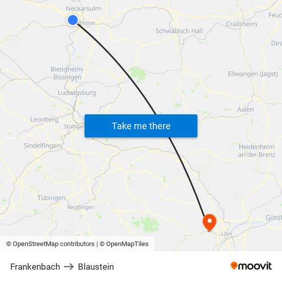 Frankenbach to Blaustein map