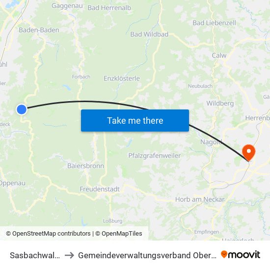 Sasbachwalden to Gemeindeverwaltungsverband Oberes Gäu map