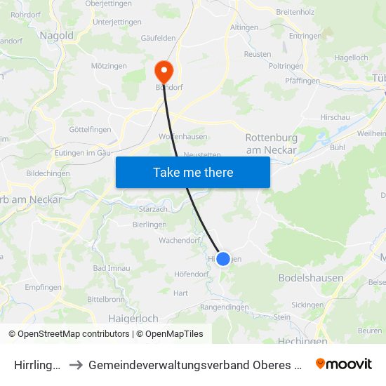 Hirrlingen to Gemeindeverwaltungsverband Oberes Gäu map