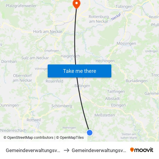 Gemeindeverwaltungsverband Meßstetten to Gemeindeverwaltungsverband Oberes Gäu map