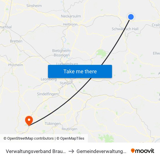 Verwaltungsverband Braunsbach-Untermünkheim to Gemeindeverwaltungsverband Oberes Gäu map