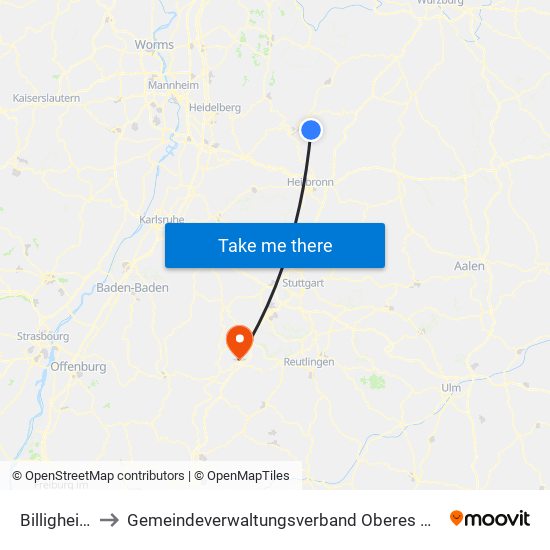 Billigheim to Gemeindeverwaltungsverband Oberes Gäu map