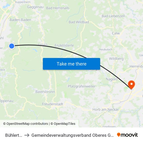 Bühlertal to Gemeindeverwaltungsverband Oberes Gäu map