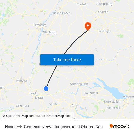 Hasel to Gemeindeverwaltungsverband Oberes Gäu map