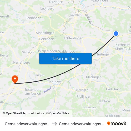 Gemeindeverwaltungsverband Plochingen to Gemeindeverwaltungsverband Oberes Gäu map