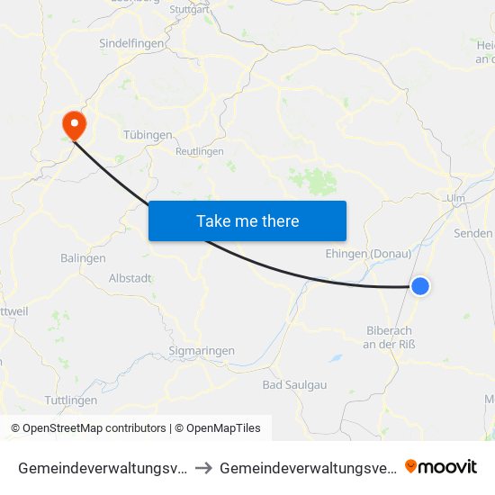 Gemeindeverwaltungsverband Laupheim to Gemeindeverwaltungsverband Oberes Gäu map