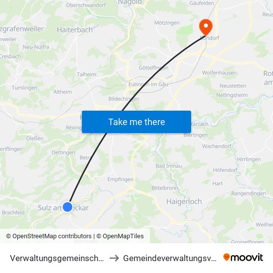 Verwaltungsgemeinschaft Sulz am Neckar to Gemeindeverwaltungsverband Oberes Gäu map