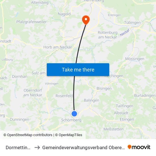 Dormettingen to Gemeindeverwaltungsverband Oberes Gäu map