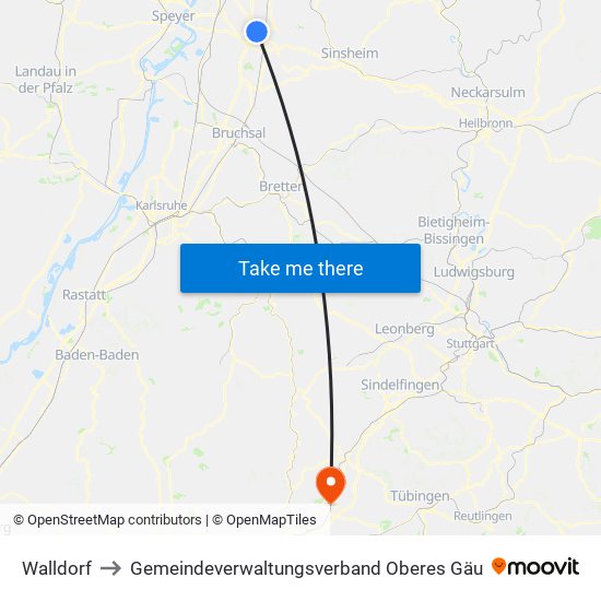 Walldorf to Gemeindeverwaltungsverband Oberes Gäu map