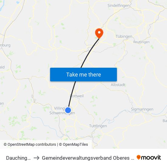 Dauchingen to Gemeindeverwaltungsverband Oberes Gäu map