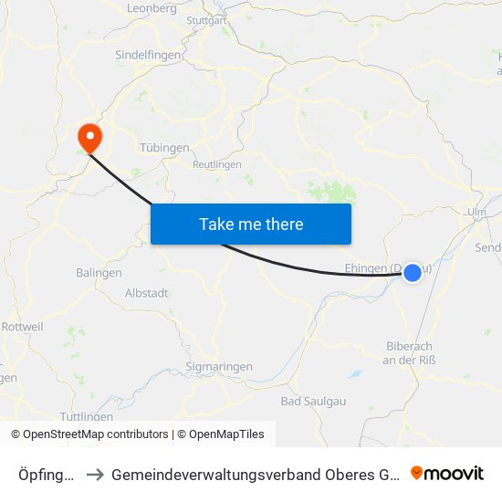 Öpfingen to Gemeindeverwaltungsverband Oberes Gäu map