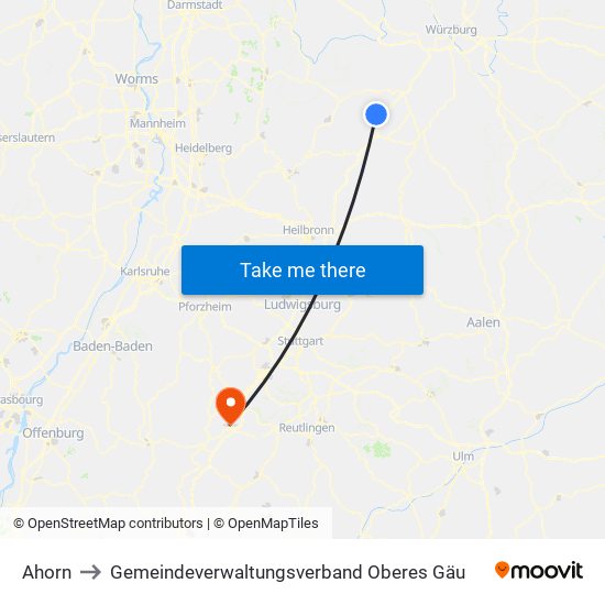 Ahorn to Gemeindeverwaltungsverband Oberes Gäu map