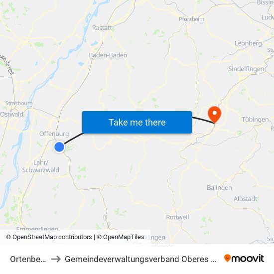 Ortenberg to Gemeindeverwaltungsverband Oberes Gäu map