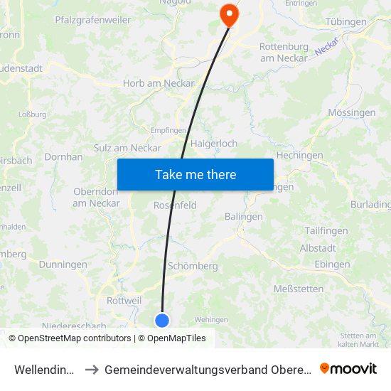 Wellendingen to Gemeindeverwaltungsverband Oberes Gäu map