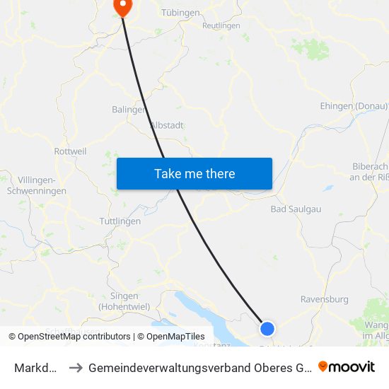 Markdorf to Gemeindeverwaltungsverband Oberes Gäu map