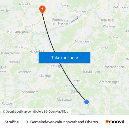 Straßberg to Gemeindeverwaltungsverband Oberes Gäu map