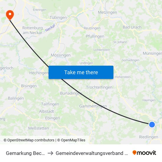 Gemarkung Bechingen to Gemeindeverwaltungsverband Oberes Gäu map