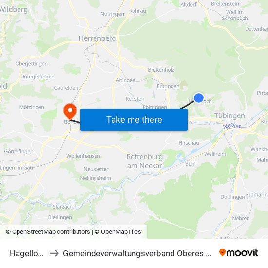 Hagelloch to Gemeindeverwaltungsverband Oberes Gäu map