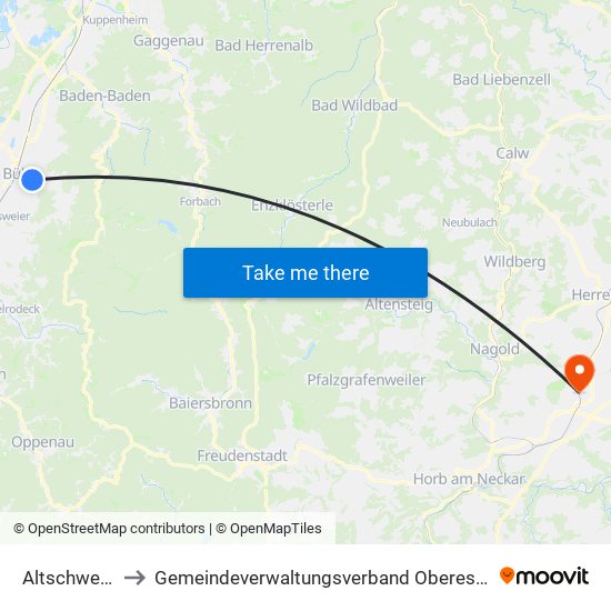 Altschweier to Gemeindeverwaltungsverband Oberes Gäu map