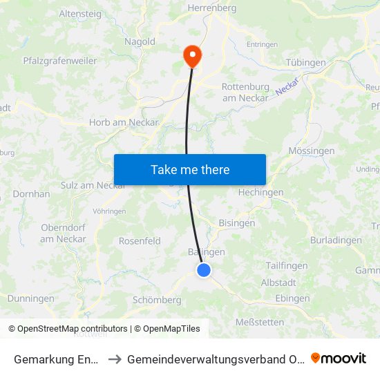Gemarkung Endingen to Gemeindeverwaltungsverband Oberes Gäu map