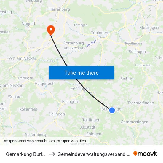 Gemarkung Burladingen to Gemeindeverwaltungsverband Oberes Gäu map