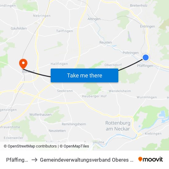 Pfäffingen to Gemeindeverwaltungsverband Oberes Gäu map