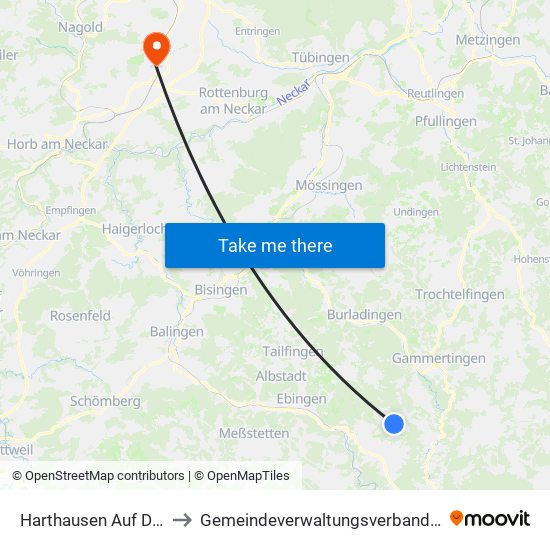 Harthausen Auf Der Scher to Gemeindeverwaltungsverband Oberes Gäu map