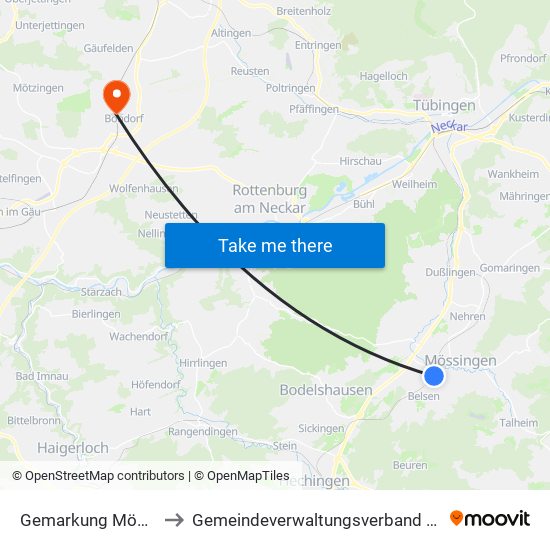 Gemarkung Mössingen to Gemeindeverwaltungsverband Oberes Gäu map