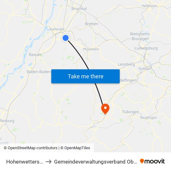 Hohenwettersbach to Gemeindeverwaltungsverband Oberes Gäu map