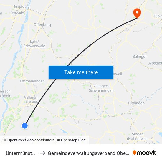 Untermünstertal to Gemeindeverwaltungsverband Oberes Gäu map