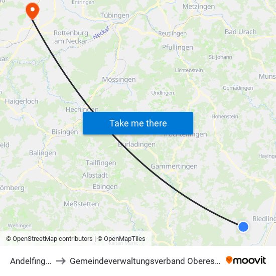 Andelfingen to Gemeindeverwaltungsverband Oberes Gäu map