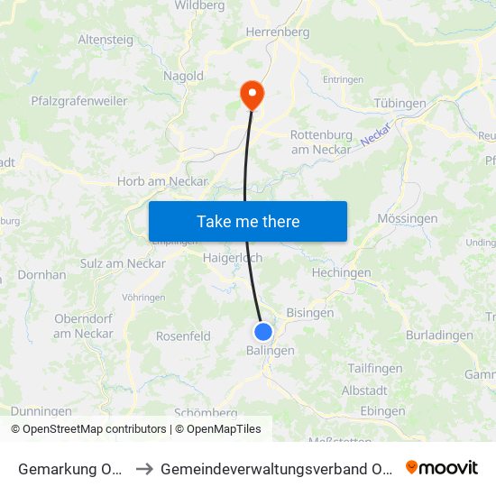 Gemarkung Ostdorf to Gemeindeverwaltungsverband Oberes Gäu map