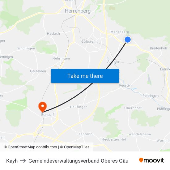 Kayh to Gemeindeverwaltungsverband Oberes Gäu map