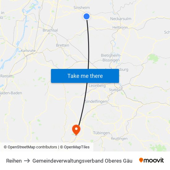 Reihen to Gemeindeverwaltungsverband Oberes Gäu map