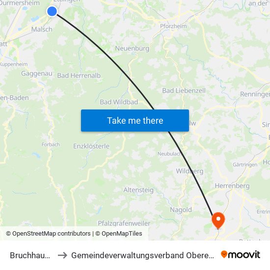 Bruchhausen to Gemeindeverwaltungsverband Oberes Gäu map