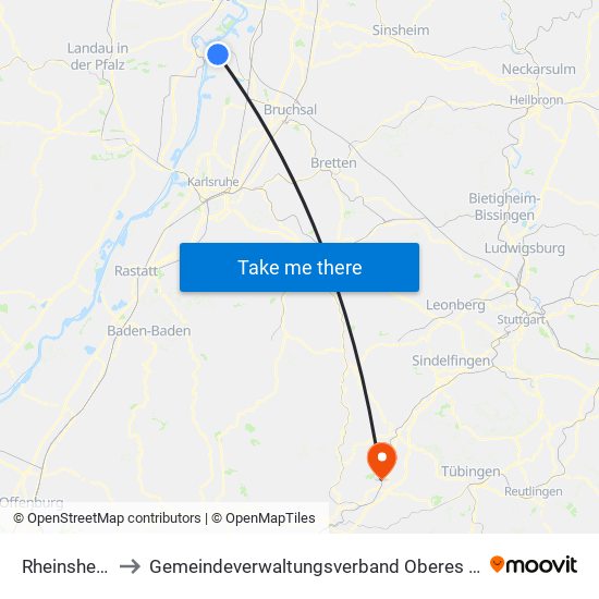 Rheinsheim to Gemeindeverwaltungsverband Oberes Gäu map
