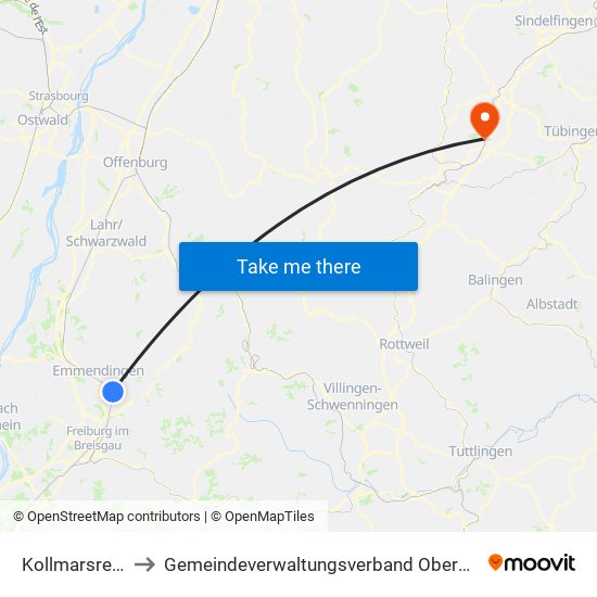 Kollmarsreute to Gemeindeverwaltungsverband Oberes Gäu map