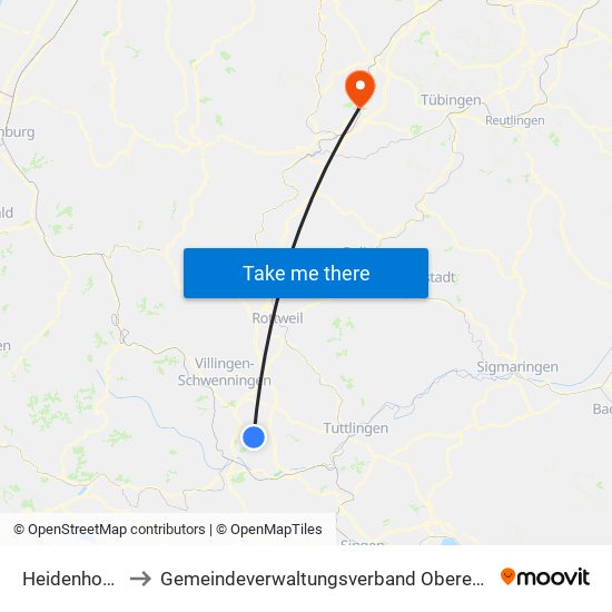 Heidenhofen to Gemeindeverwaltungsverband Oberes Gäu map