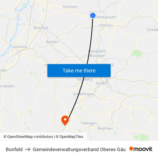 Bonfeld to Gemeindeverwaltungsverband Oberes Gäu map