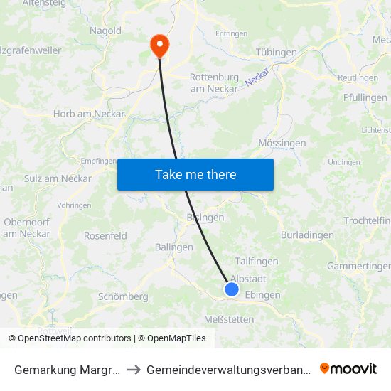 Gemarkung Margrethausen to Gemeindeverwaltungsverband Oberes Gäu map