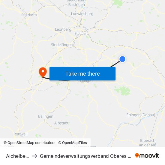 Aichelberg to Gemeindeverwaltungsverband Oberes Gäu map