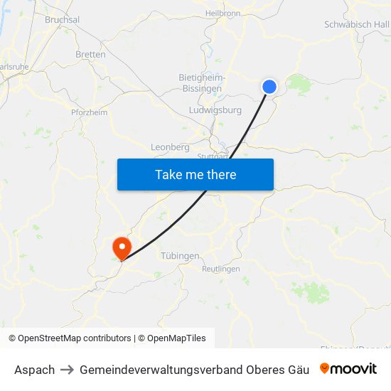 Aspach to Gemeindeverwaltungsverband Oberes Gäu map