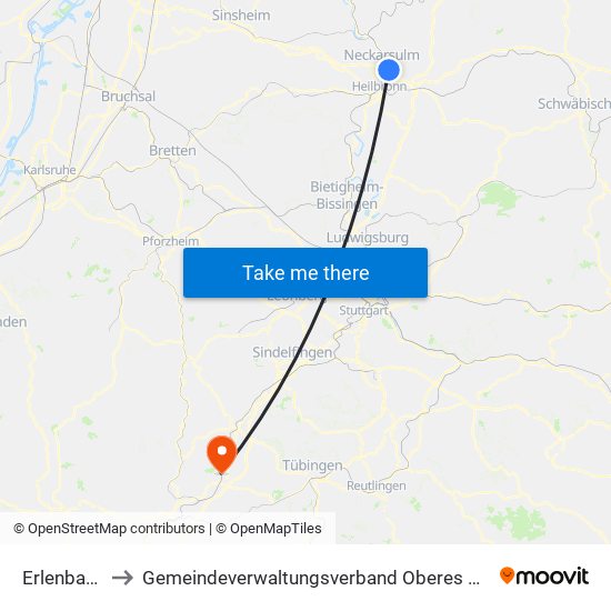 Erlenbach to Gemeindeverwaltungsverband Oberes Gäu map