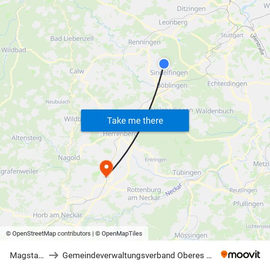 Magstadt to Gemeindeverwaltungsverband Oberes Gäu map