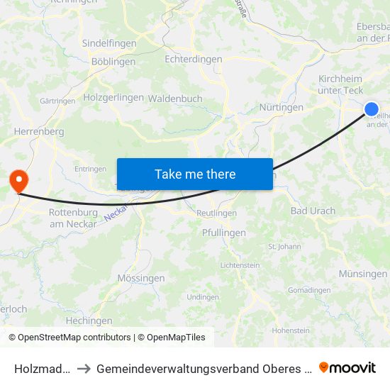 Holzmaden to Gemeindeverwaltungsverband Oberes Gäu map